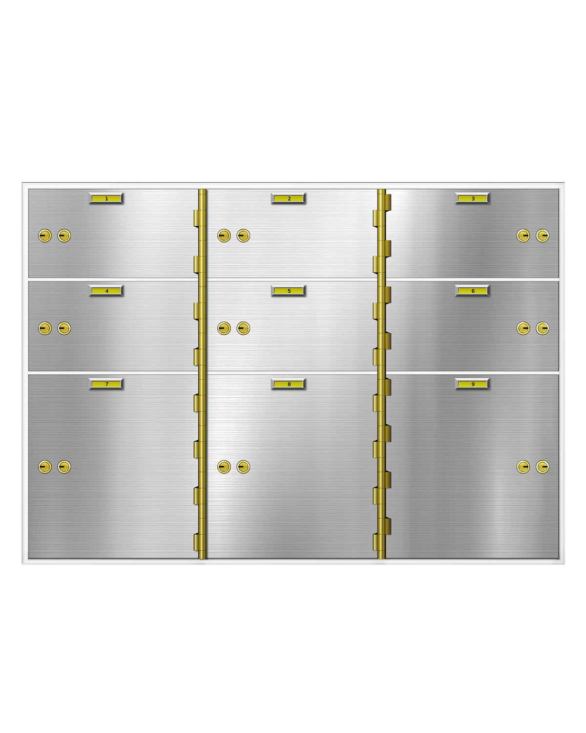 AX Series Safe Deposit Box – 9 Door (6ct.) 5″x5″ (3ct.) 10″x10″