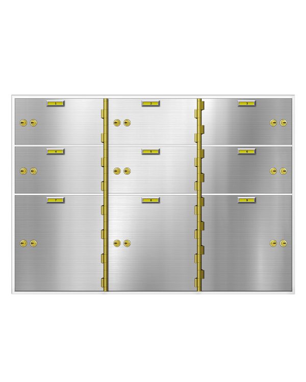 AX Series Safe Deposit Box - 9 Door (6ct.) 5"x5" (3ct.) 10"x10"